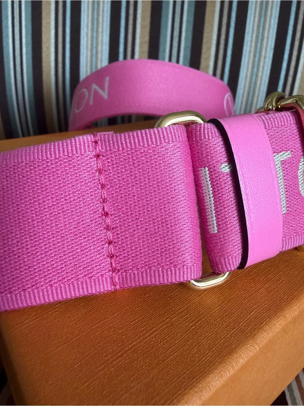 Louis Vuitton Rare Fuchsia Pink Monogram Canvas Strap with Gold-Tone Hardware